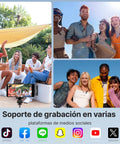 Group of friends recording with a Wireless Lavalier Microphone For USB-C iPhone 15 16 17 Series with Charging Case outdoors