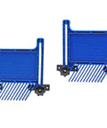 All Purpose Featherboard For Table Saws And Router Tables Offering No Sweat Mounting Straight Into Miter Slots, blue plastic with adjustment knobs.