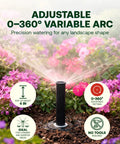1804VAN 4 Inch Pop Up Sprinkler Head Pack With Adjustable 0 To 360 Degree Arc Nozzle watering flower bed