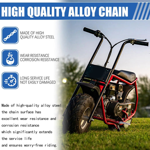 High-quality mini bike with Beefed Up 35 Chain 140 Links Mini Bike Chain Tensioner for go karts and mini bikes, alloy steel chain.
