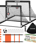 Two Pack 4x3ft Pop Up Kids Soccer Goals For Backyard Portable Soccer Nets Includes Ball Ladder Cones And Targets Durable Tear Resistant Netting And Fiberglass Poles For Backyard Practice