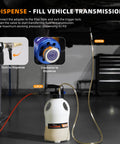 10L Pneumatic Transmission Fluid Pump Kit With Quick Switch Extractor And Dispenser setup showing operation instructions