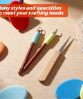 2 Pack Pottery Carving Tool Set With U And V Shaped Blades Wooden Handles And Five Colored Edge Sponges Shaping Knife