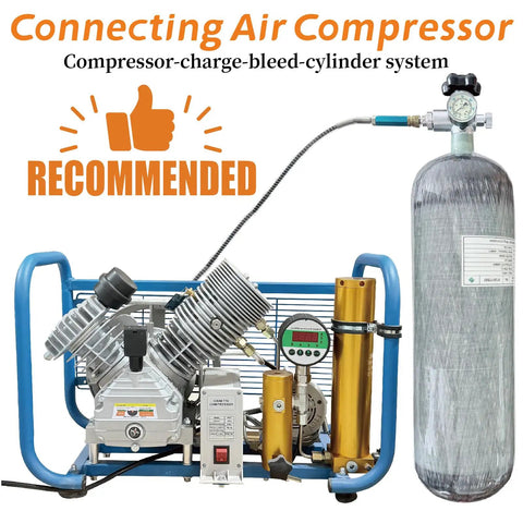 6.8L PCP Air Tank System For Paintball And HPA Scuba Gear with air compressor, 4500 PSI dual gauge valve