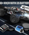 1 To 10 Scale RC Monster Truck With 4x4 All Terrain Off Road Wheels Waterproof Electric RC Car With LED Lights 48 KMH Top Speed 40 Plus Minutes Of Play Time With Dual Batteries Gift For Teens And Adults on track.