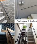 Vintage Bronze Metal Handrail Kit Indoor Outdoor Deck Railing System on various staircases and walls for stability.