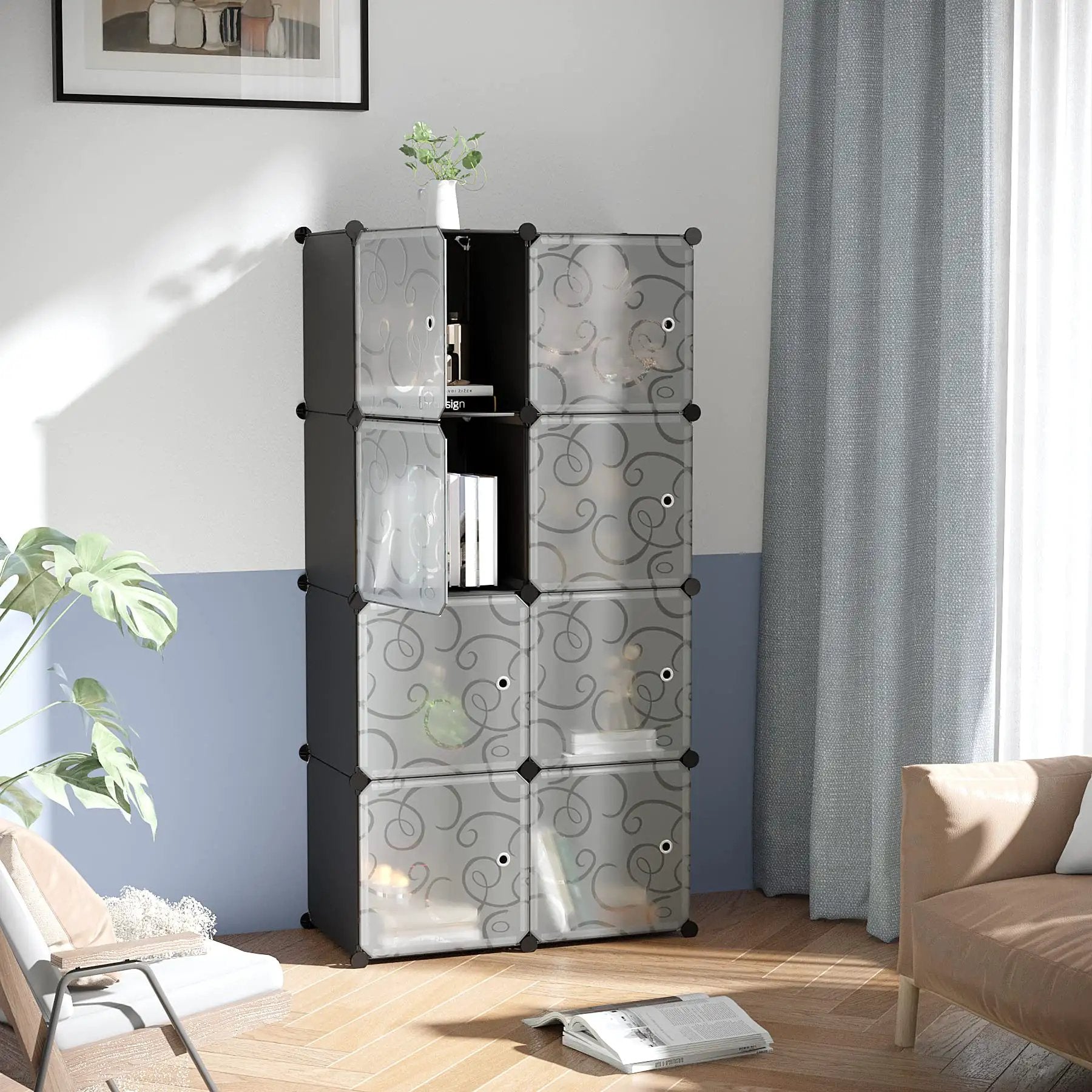 Cube Storage Organizer With Doors: Eight Shelf Storage ✓