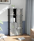 Cube Storage Organizer With Doors Eight Cube Shelves Closet Cabinet No Fuss Setup DIY Plastic Modular Bookshelf in living room