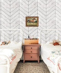 Peel And Stick Wood Wallpaper With Herringbone Pattern DIY Friendly Self Adhesive Removable Grey And White Vintage Wall Covering