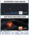 Waterproof DWR outer and heat insulated fleece lining of Mens Snow Ski Pants Waterproof Insulated Fleece Lined Softshell.