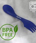 Four Blue Sporks To Go Set With Carrying Case 7 Inch Durable BPA Free 3 In 1 Camping Utensil Kit Spoon Fork And Serrated Knife