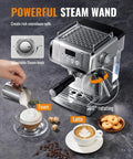 Barista Level Home Espresso Machine With 20 Bar Pressure And Temp Display Built In Steam Wand For Lattes And Cappuccinos
