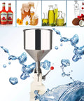 Manual Paste and Liquid Bottle Filler 5-55ml Adjustable Stainless Steel Construction With 22lb Hopper against water splash