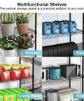 Image showing Badass Six Tier Rolling Storage Shelves With Smooth Caster Wheels organized for balcony, garage, living room, and kitchen use.