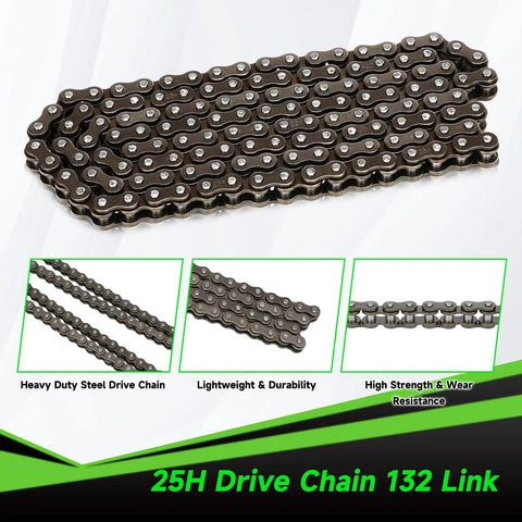 25H 132-link drive chain for Rear Sprocket Freewheel Chain Plate Guide Assembly For Razor MX650 MX500 SX500 RSF650 Dirt Bikes