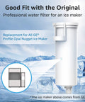 Opal Nugget Ice Maker Filter 4 Pack Replacement For GE Opal Ice Makers next to ice and mountains background