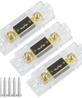 Three Pack 300 Amp ANL Fuse Holder Block For Car Audio With 0 2 4 8 Gauge Wiring Includes 300A ANL Fuses And Box Swing Out Design