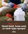 Person mixing Garden Insect Killer Concentrate 32 Oz Easy To Use Mix With Water And Spray Kills 500 Plus Pests Without Hurting Plants