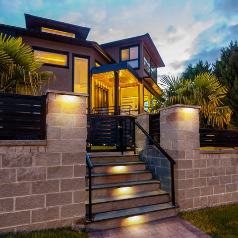 8 Pack Outdoor LED Hardscape Lights For Steps Retaining Walls And Decks, illuminating garden path, 7 Inch Paver Lights