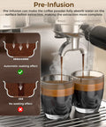 Game Changing 20 Bar Espresso Coffee Maker With Integrated Conical Burr Grinder And Automatic Milk Frother For Smooth Daily Brews And Killer Cafe Lattes With 58Mm Portafilter showing pre-infusion process with coffee extraction.
