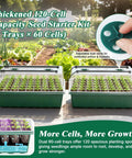 Two All In One Self Watering Seed Starter Trays With LED Grow Light Kit No Fuss 2 Pack 60 Cell Modules featuring humidity domes.