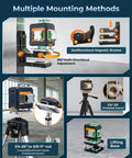 360 Degree Laser Level Self Leveling Kit With Four 360 Degree Green Lasers 16 Bright Lines For Precise Tile And Room Layouts From Floor To Ceiling Square Off Walls And Ceilings Like A Pro, magnetic bracket and tripod mount