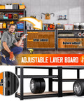 Sturdy 71 Inch Heavy Duty Garage Shelving Unit With 2050 Lb Capacity, 5 Adjustable Steel Shelves shown in workshop setting