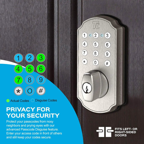 Front Door Lockset Combo Digital Deadbolt with Keypad and Entry Handle, Brushed Nickel, on left or right hinged wood door