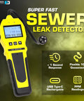 Sewer Gas Leak Detector Pro Grade With 20 Year Japanese Sensor adjustable alarms and rugged design shown with display screen.