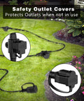 Outdoor Extension Cord With Six Outlets For Landscaping Lights And Holiday Decor 50 Ft Weatherproof 16/3 SJTW ETL Listed Black in garden