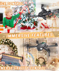 Child operating Foldable Camera Drone For Kids Beginners With Remote Control 1080P HD FPV Drone Two Batteries indoors by Christmas tree.