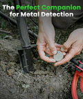 Metal Detector Shovel With Extended Handle And Carry Sheath, Heavy Duty Digger Trowel With Double Serrated Edge in use