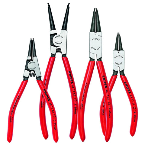 Circlip Snap Ring Pliers Set 4 Piece in pouch includes internal straight pliers for bore holes and external pliers for shafts