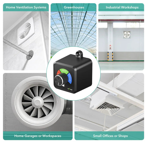 Plug In 3 Speed Fan Speed Controller With Easy Knob For Inline Duct Exhaust Fans And Ventilation Systems in various settings