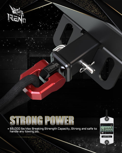 Two Pack Three Quarter Inch D Ring Shackle Aluminum 7075, 68,000 Lb Break Strength, Seven Eighths Inch Pin, Red Recovery Shackles