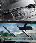 Premium Silicone Windshield Wiper Blades 24 And 18 Inch Set in action, clearing water from the windshield for clear visibility.