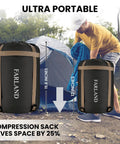 3-4 Season Sleeping Bag For Adults And Kids, Lightweight Camping Gear With Compression Sack, 87 X 29.5 Inches, Dark Grey bag next to tent