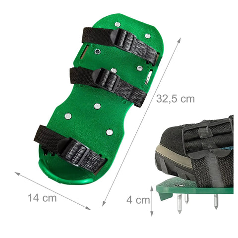Lawn Aerator Spiked Shoes With 13 Nails Each For Lawn Aeration Scarifier Footwear Nail Shoes One Size Fits All Black Green Durable Adjustable Straps