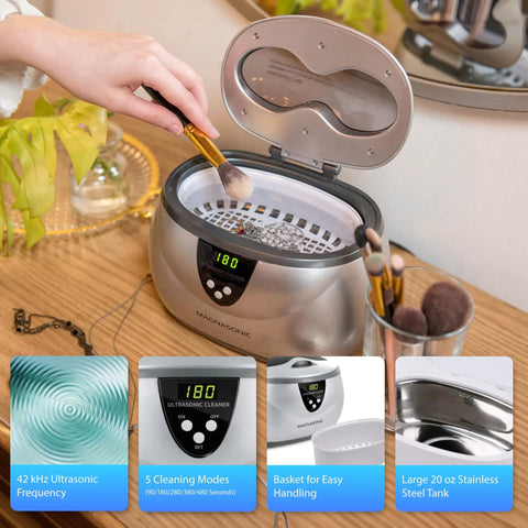 Top Notch Ultrasonic Cleaner, 20 Oz Stainless Steel Tank, Digital Timer And Five Deep Cleaning Modes For Scraping Off Stubborn Gunk On Jewelry.