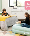 Kids Travel Air Mattress With Raised Sides And Hand Pump Portable Blow Up Bed For Sleepovers Naps And Travel Plush Surface