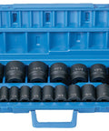 One Half Inch Drive 19 Piece Standard Length Fractional Master Socket Set Pro Grade Chrome Moly Steel with Molded Case