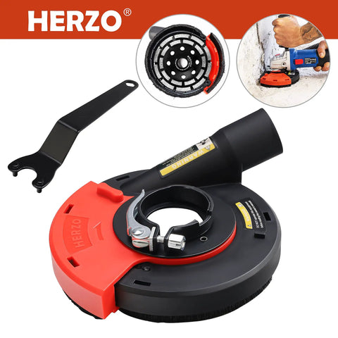 Surface Grinding Dust Shroud For Angle Grinder Universal 4.5/5 Inch With 5 Inch Diamond Cup Wheel, shown with clamp fittings.