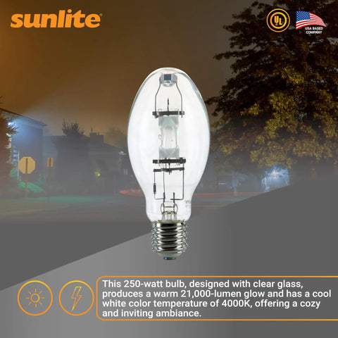 High Performance 250W Metal Halide Lamp With Mogul Base E39 For Outdoor And Commercial Lighting, 21,000 Lumens, 4000K