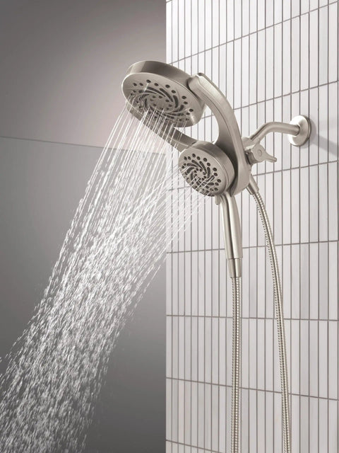 Heavy Duty Two In One Dual Shower Head With Killer High Pressure Spray And Detachable Handheld Sprayer Boasting Slick Five Settings Brushed Nickel Finish For Quick Tile Scrubbing And Luxury Home Refresh
