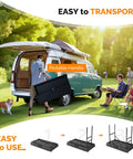 Man carrying Portable Cooler Table With Extra Storage Shelf for Outdoor Parties and Entertaining Alloy Steel Black Finish