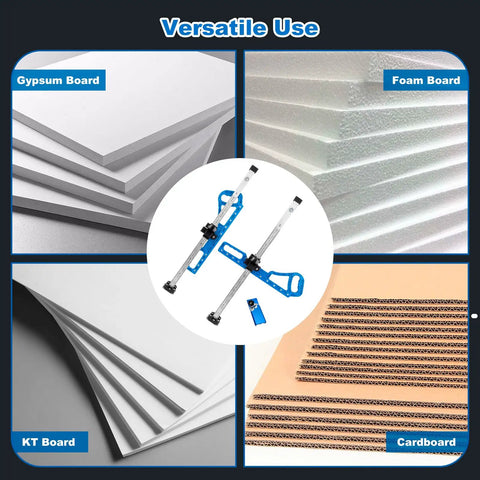 Foldable Drywall Cutter With Built In Scraper And Blades Pro Grade Adjustable Width From One To Sixty Centimeters Fits One Quarter To Five Eighths Inch Gypsum Boards Dual Scale Inches And Centimeters Edge Band And Gloves For Easy Renovations. for gypsum board, foam board, KT board, and cardboard