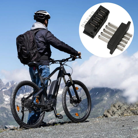 E Bike Battery Power Discharge Connector For Hailong 5 Pin Pair Male And Female Plug Replacement For Ebikes And Scooters Safe Power Transfer Durable Black And Silver