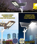 Solar Flood Light Outdoor Lamp Dusk To Dawn LED Street Light With Motion Sensor And Remote Control, waterproof pole
