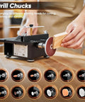 Heavy Duty Mini Table Saw For No Sweat Wood And Acrylic Cuts In Tight Spaces Portable Desktop Electric Craft Saw With Razor Sharp Blades, showing drill chucks for various tasks.