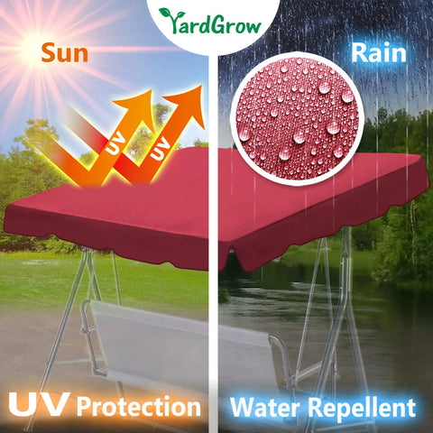 77x43 Swing Canopy Replacement Cover Burgundy Garden Patio Outdoor Top For Porch Swing With Scalloped Edge UV and Rain Protection
